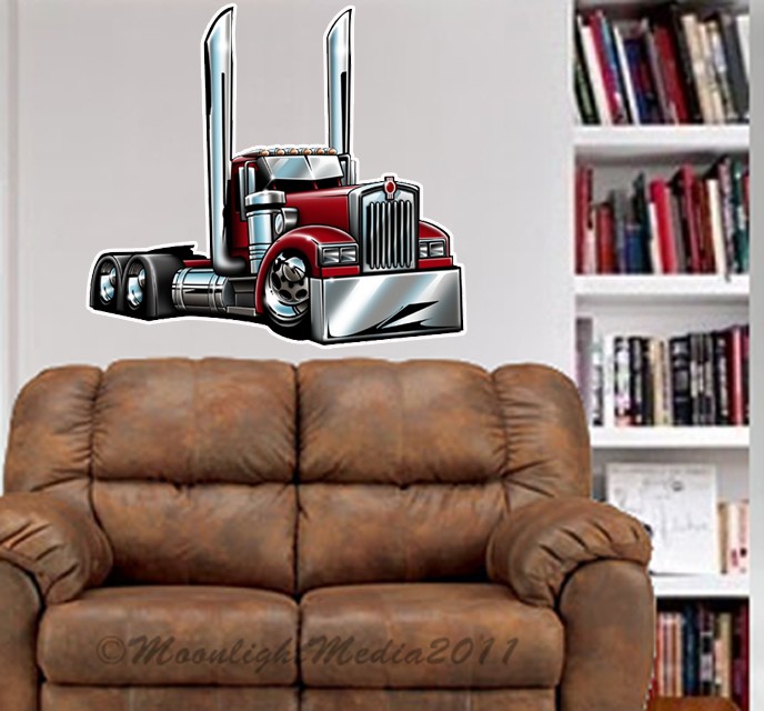 Kenworth-Semi-Truck-Cartoontees-WALL-GRAPHIC-DECAL-2015-MAN-CAVE-GARAGE-MURAL
