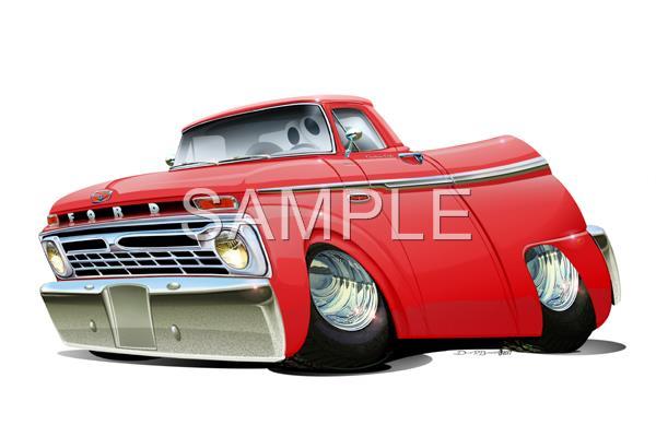 1966 Cartoon Pickup Truck T-shirt 61817 F100 replica automotive classic art  | eBay