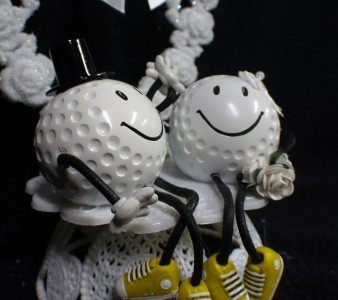 Golfer golf ball Wedding Cake Topper Golfing Bride Grooms ...