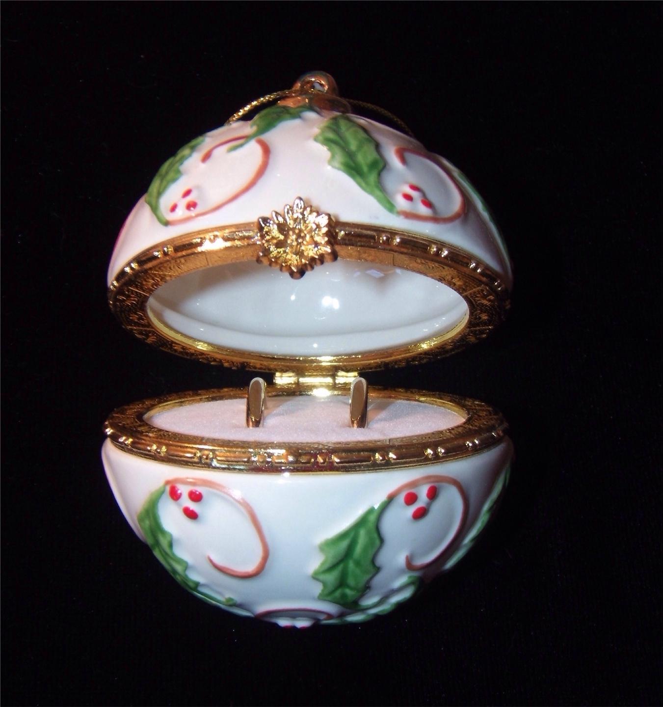ceramic christmas ornament hinged box with 14k yellow gold ceramic christmas ornament hinged box with 14k yellow gold
