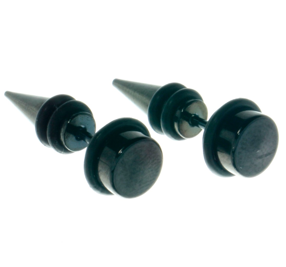 Earrings Black Fake Stretchers Ear Plug 1Pair 7mm P2 eBay