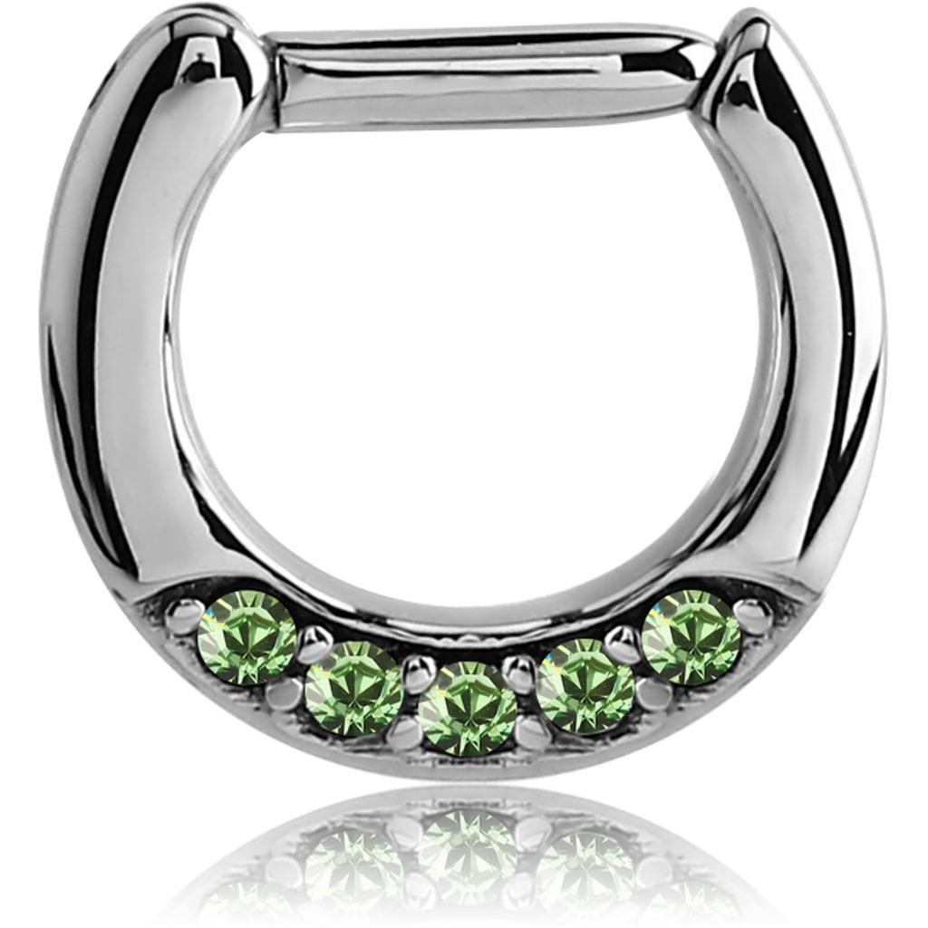 Septum Clicker Hinged Steel Nose Ring Hoop Choose Your Color Cz 14