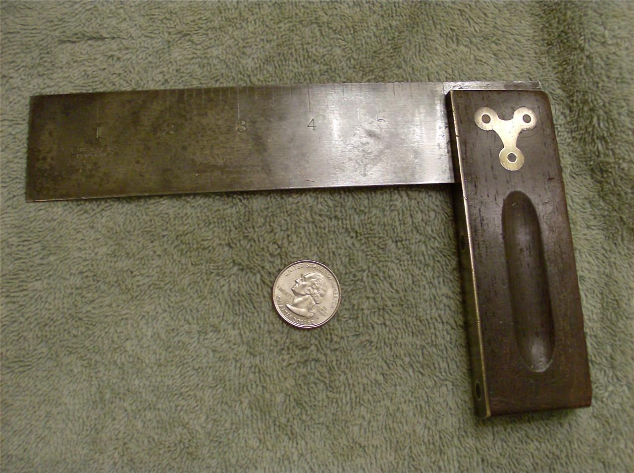 ANTIQUE/VINTAGE STANLEY ROSEWOOD AND BRASS CARPENTERS 6" SQUARE U.S.A