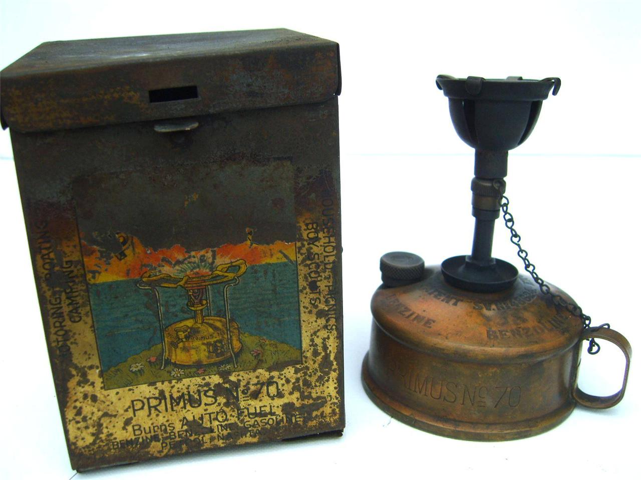 VINTAGE PRIMUS NO 70 CAMPING COOKING STOVE IN ORIGINAL TIN eBay