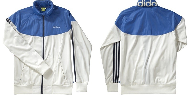Adidas NEO LABEL Men Large L Color Block Windbreaker Jacket Track Top Blue White - Afbeelding 1 van 1