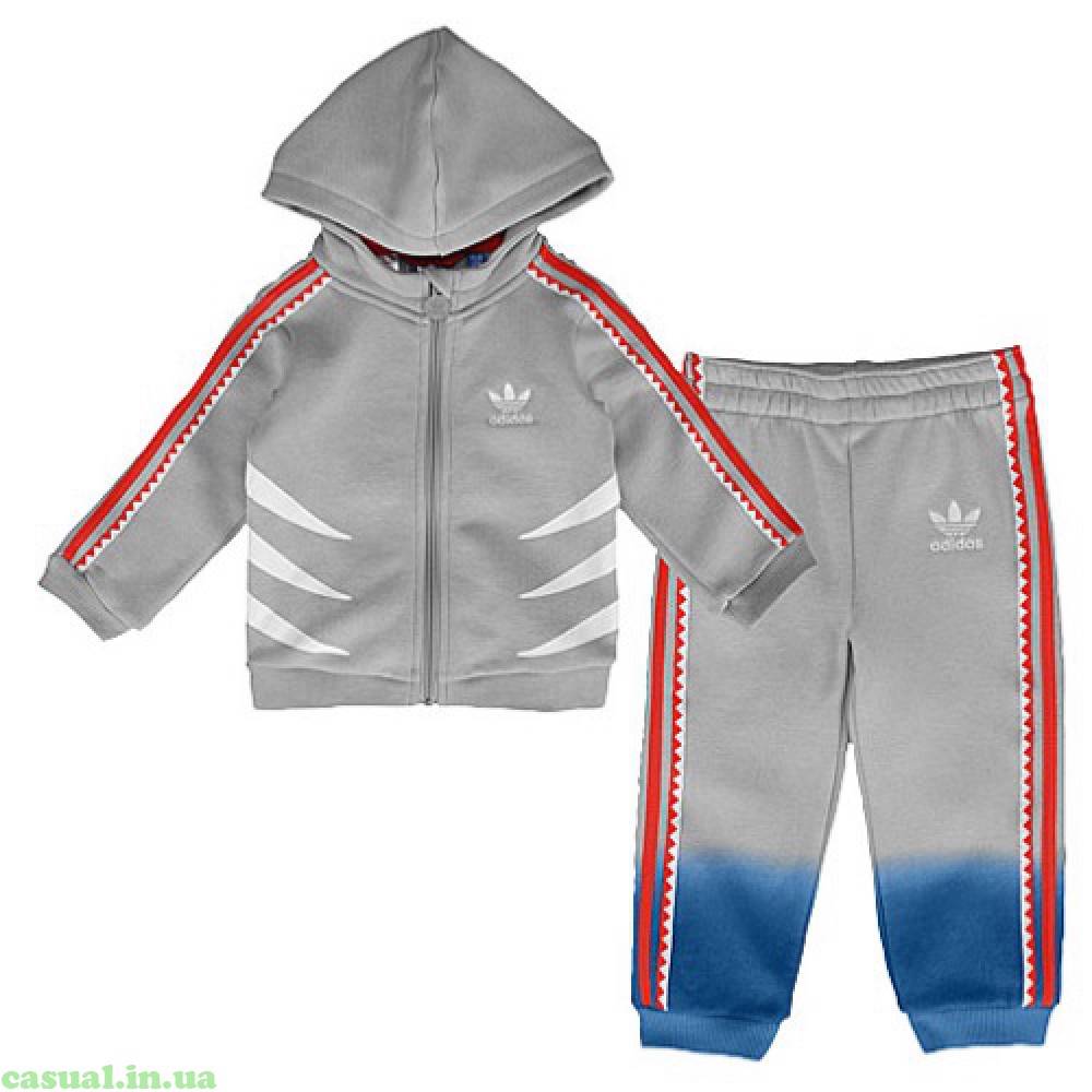 Adidas Shark Hooded Flock Track Suit Set Jacket Top Pant Kid Toddler