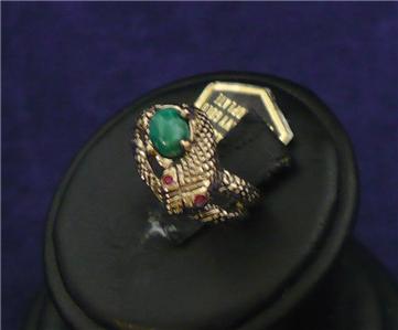 Karatclad+18+Kt+Hge VINTAGE SIGNED 18KT HGE SNAKE RING HMS KARATCLAD GREEN STONE 60S SZ 6 ...