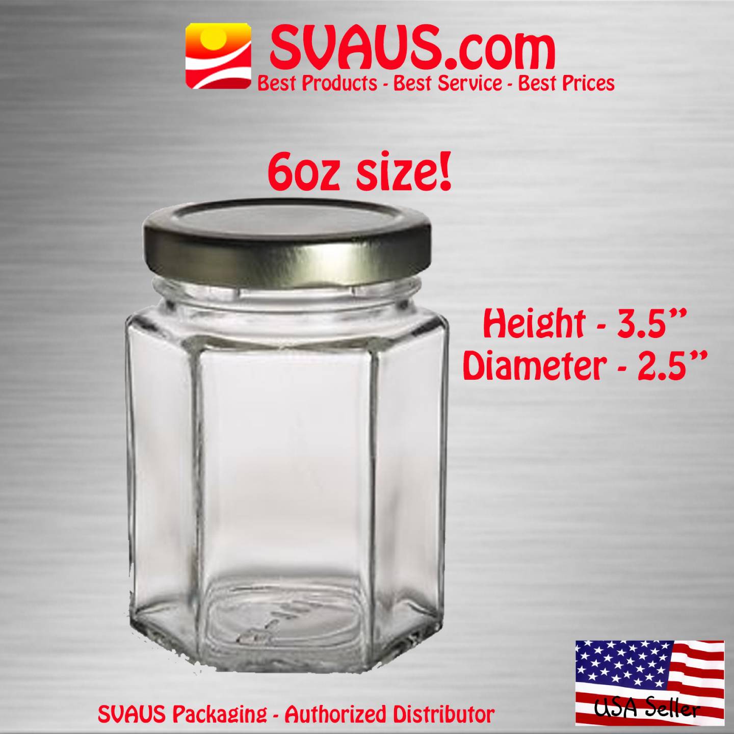 Hexagon Hex Glass Jars Candles Honey 6 oz w/lids 4 lot sizes FREE