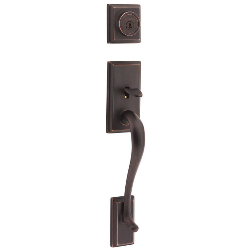 Weiser RUSTIC BRONZE Hawthorne SmartKey Entry Door Handle Set SOLID