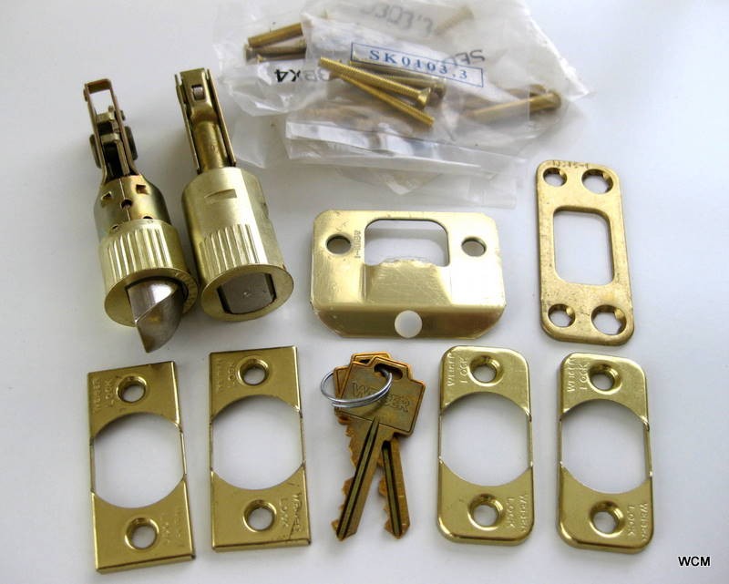 Weiser DoubleDoor Entry DOUBLE CYLINDER LOCK Polished Brass Handleset