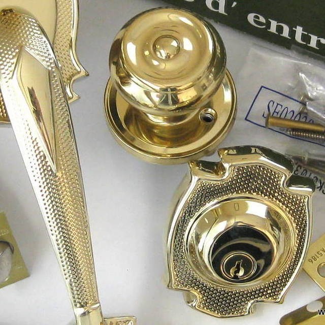Weiser Heritage Polished Brass Entry Door Handle Set Deadbolt Lock