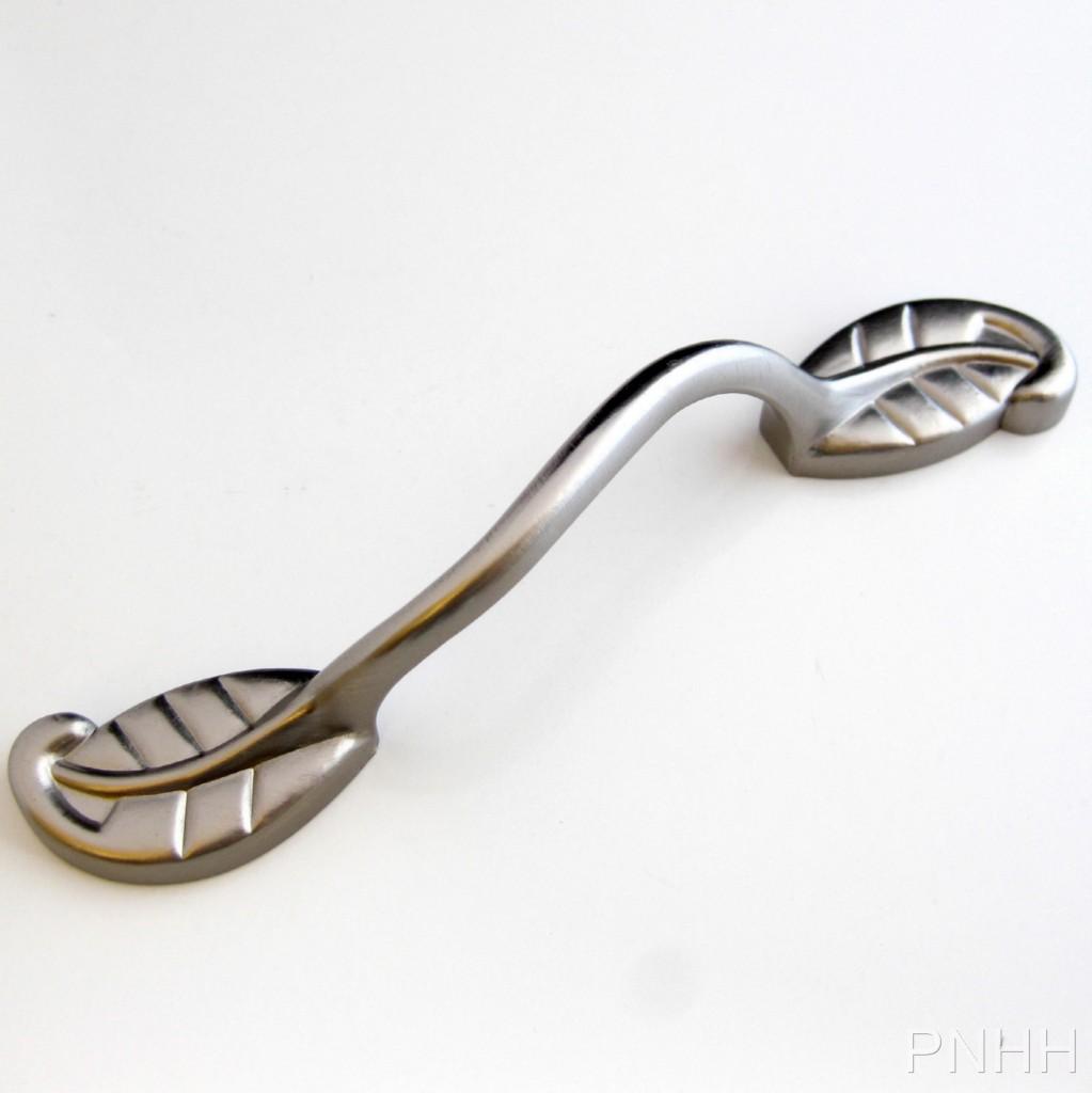 3" Satin Nickel LEAF Handle Vine Leaves Drawer Pull Stainless
