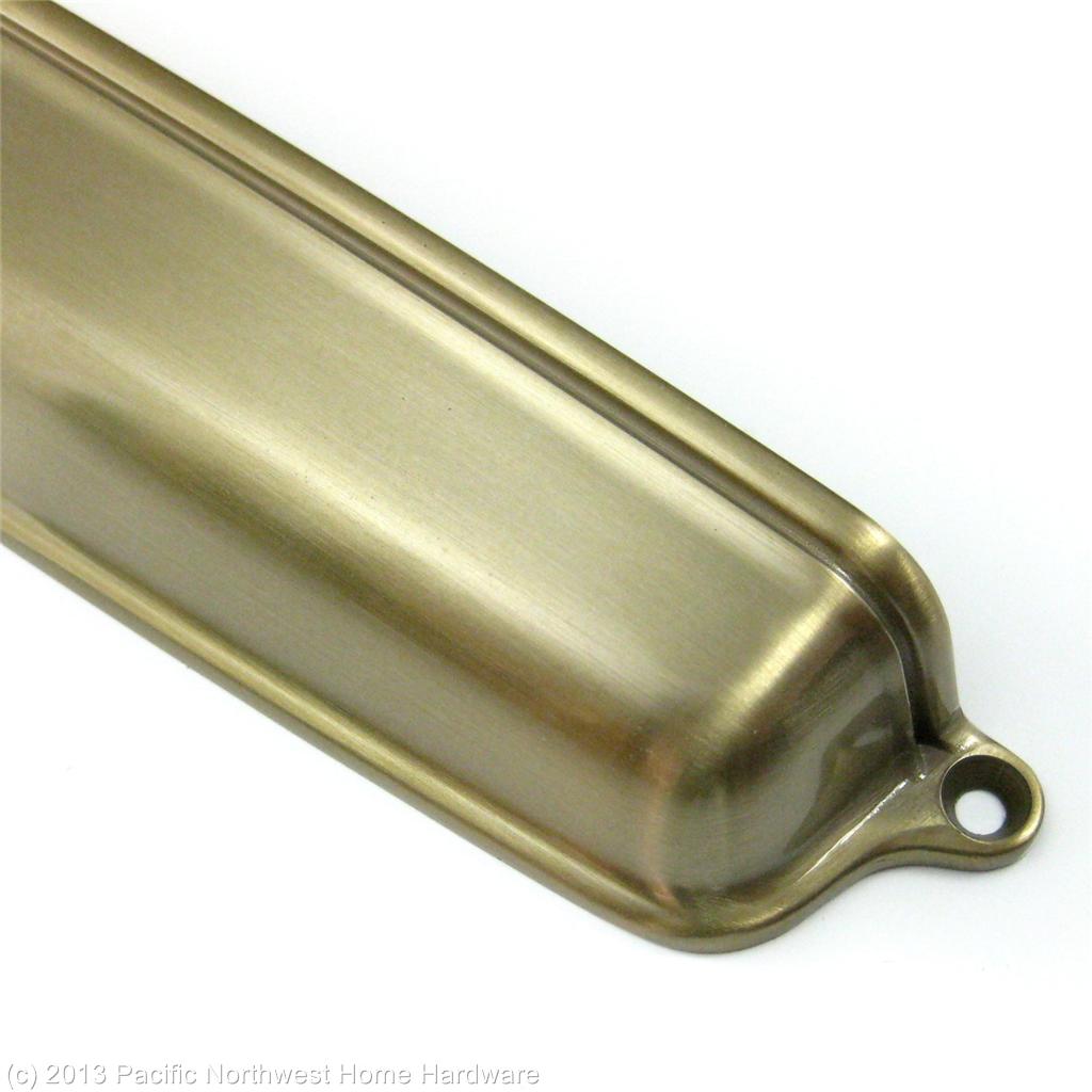 10" Large Restoration Hardware Antique SOLID BRASS Bin Pull Drawer Cup