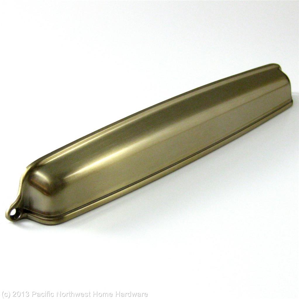 10" Large Restoration Hardware Antique SOLID BRASS Bin Pull Drawer Cup