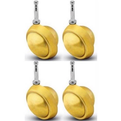 Lot of (4) Shepherd 2" Brass Ball Furniture Casters WITH SOCKETS, Grip