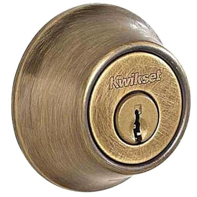New Kwikset 665 DoubleCylinder Deadbolt, Antique Brass, Keyed Locking
