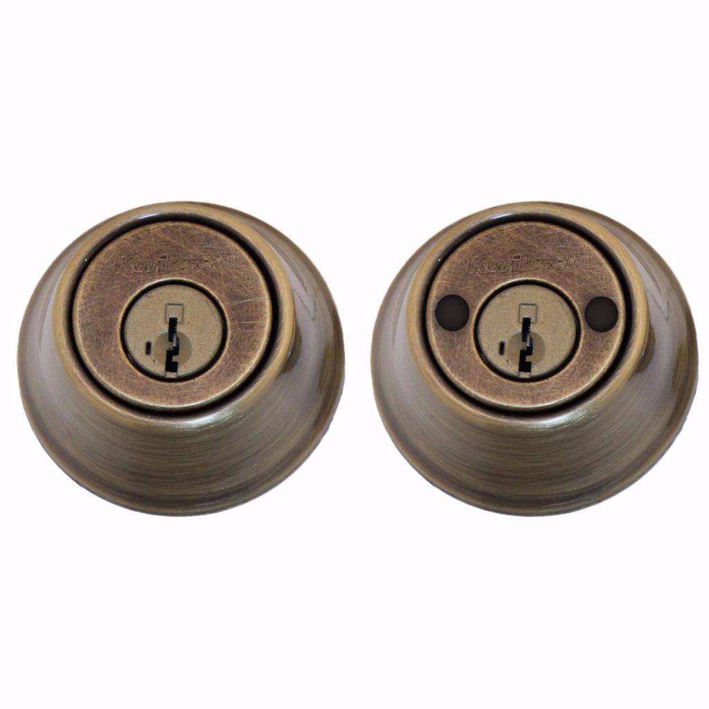 New Kwikset 665 DoubleCylinder Deadbolt, Antique Brass, Keyed Locking