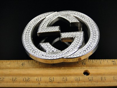 Mens Iced Out Lab Simulated Diamond Buckle for Real Gucci GG Interlocking Belt | eBay