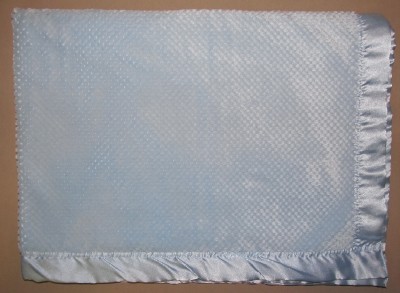  Satin Baby Blanket on Blue Waffle Textured Velour Satin Trim Boys Baby Blanket Plush   Ebay