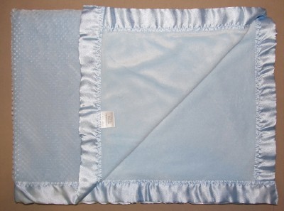 Baby Blanket Satin Trim on Blue Waffle Textured Velour Satin Trim Boys Baby Blanket Plush Ebay