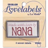 IRON ON GARMENT LABELS KNITTING SEWING HAND MADE WITH LOVE BY GRANDMA ...