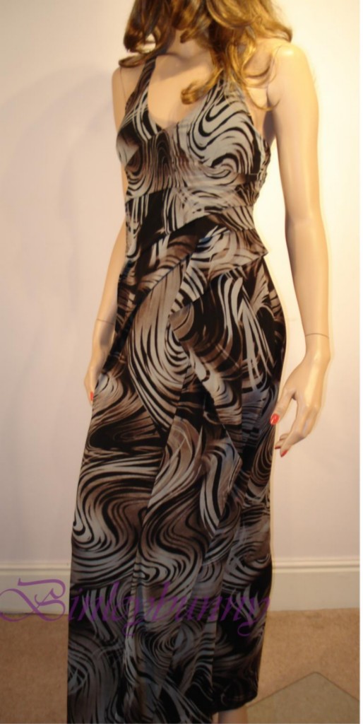 KAREN MILLEN Jersey Brown Swirl Print Maxi Dress UK 14 BNWT Halter neck Rrp Â£199 | eBay
