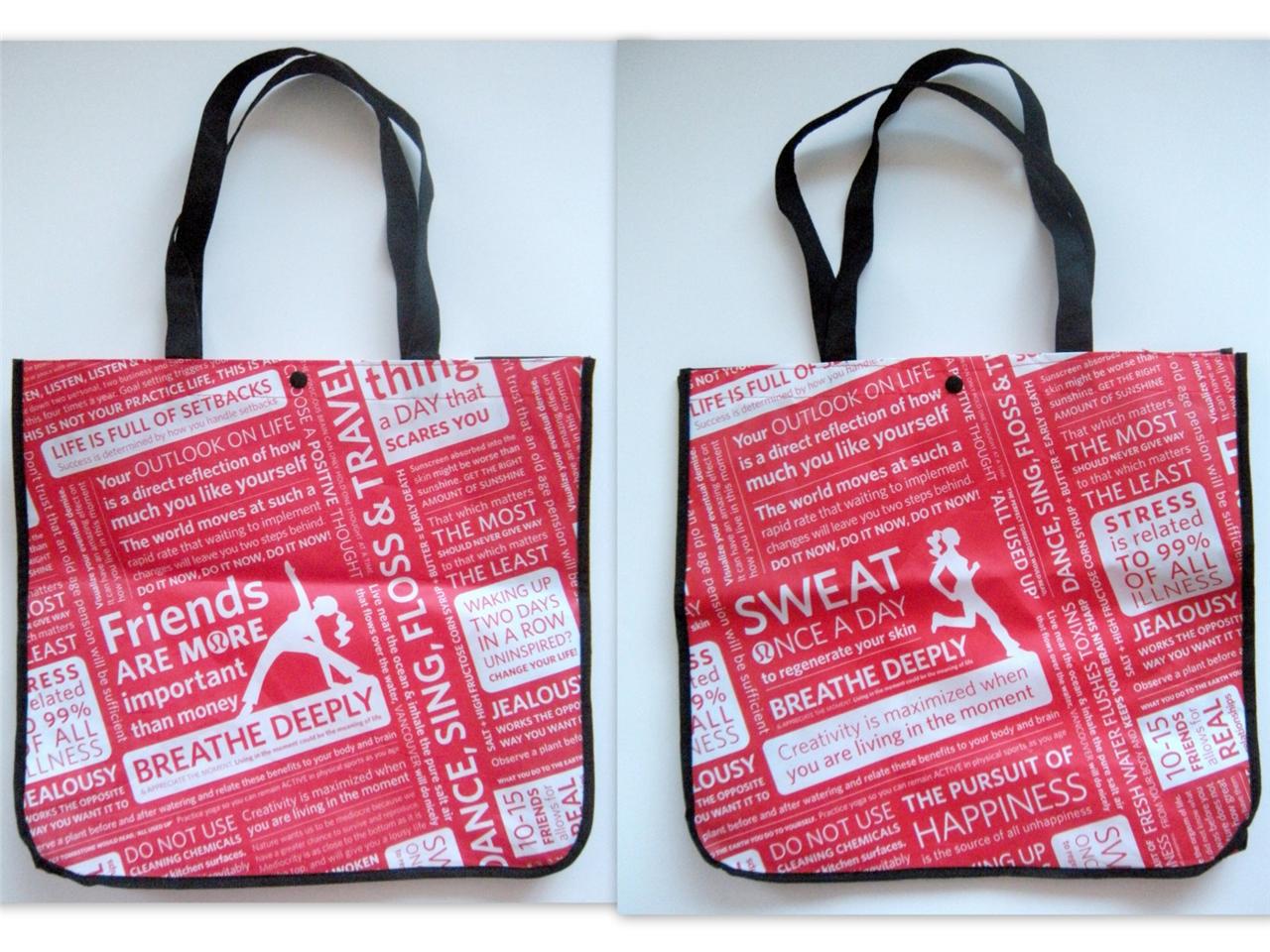 lululemon athletica, Bags, Free Lululemon Reusable Shopping Gift Bag Tote  White Red Snap