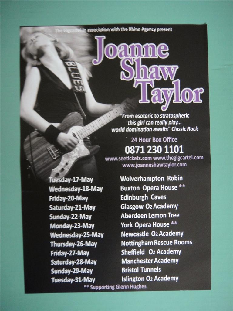 JOANNE SHAW TAYLOR. Supporting Glenn Hughes, UK tour May 2011