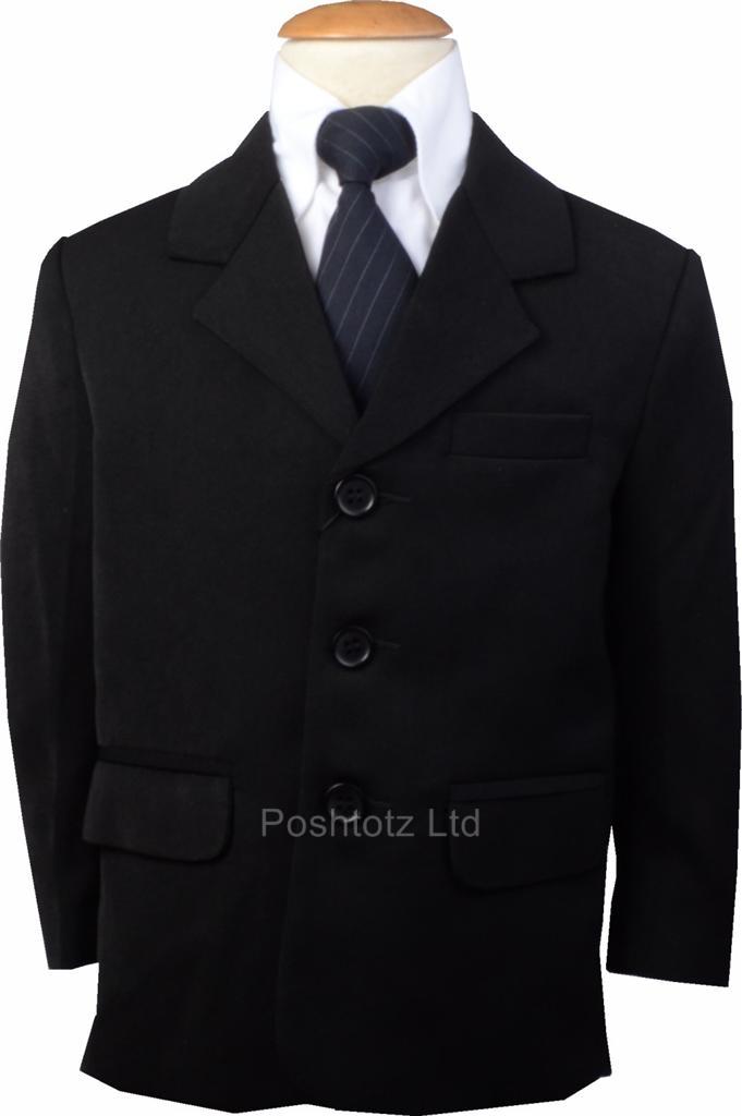 Boys Smart Black Formal Suit Jacket Weddding Pageboy Party Prom 0mths-9 years