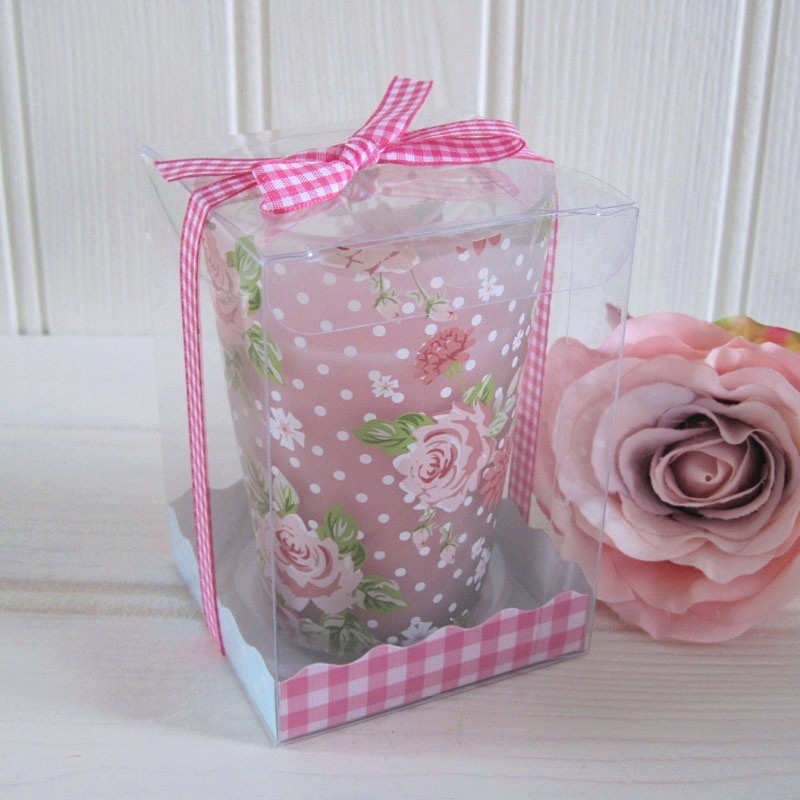 pink rose polka dot wax filled candle glass pot floral shabby chic pink rose polka dot wax filled candle glass pot floral shabby chic