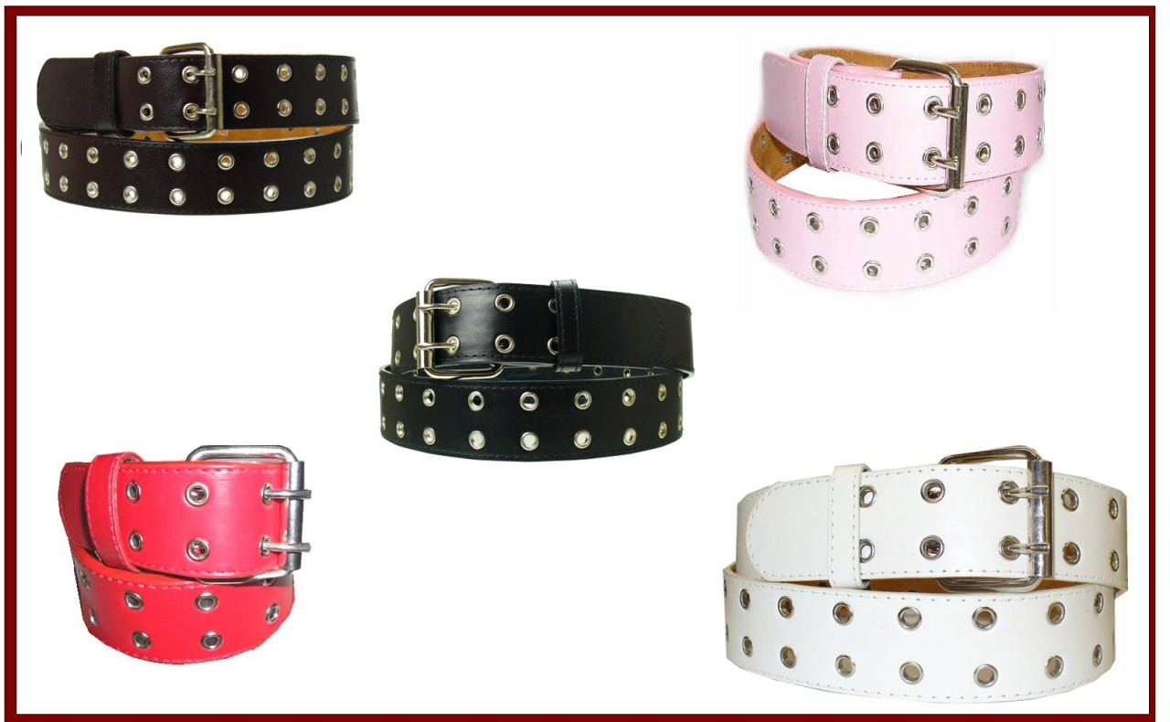 Mens / Ladies Two Hole Leather Grommet Belts w/ Eyelets