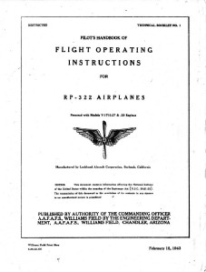 Lockheed RP-322 P-38 Lightning Flight Manual USAAF RARE