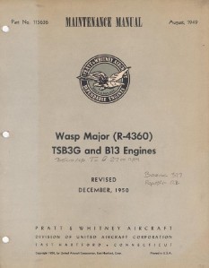 Pratt & Whitney Wasp Major Engine Manual Boeing 377