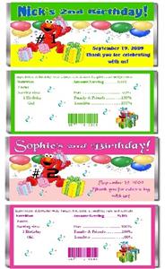 10 PERSONALIZED ELMO CANDY BAR WRAPPERS BOY/GIRL