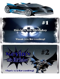 10 PERSONALIZED BATMAN CANDY BAR WRAPPERS