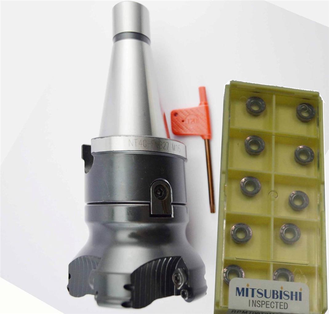 New NT40 arbor M16+ 80mm face end mill EMR8027 + 10pcs 5R Mitsubishi