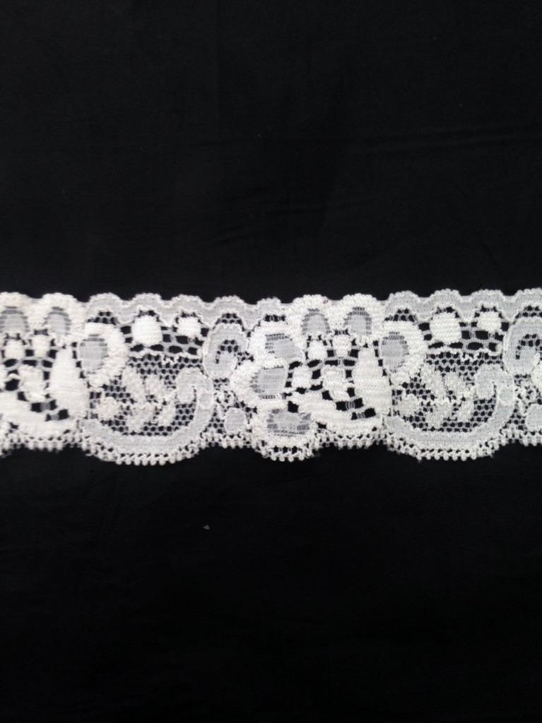 Wholesale 2 / 10 / 50 yard white stretch double scalloped lace trim 1 1