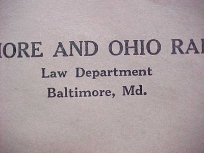 Jewelry Stores Baltimore on Orig 1951 Baltimore And Ohio Railroad Law Dpt  Envelope   Ebay