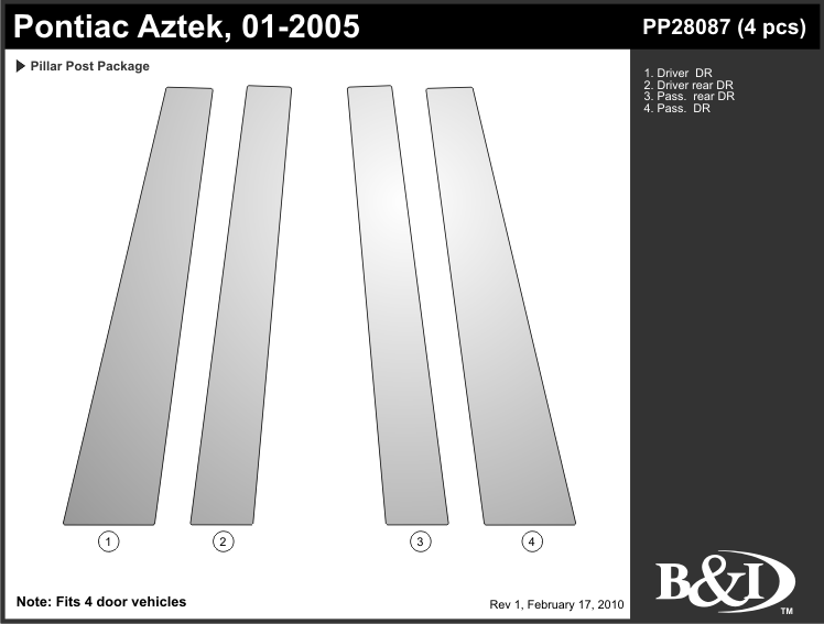 01 02 03 04 05 Pontiac Aztek Chrome Pillar Posts | eBay 판매
