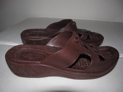 Pali Hawaii Brown Rubber wedge sandals Flip flops Womens size 7 5 8 ...
