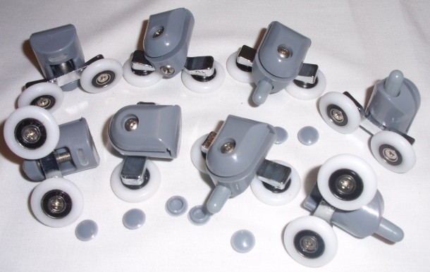 SHOWER DOOR ROLLERS WHEELS RUNNERS PULLERS 19, 21, 23, 25, 26, 27, 28mm Set of 8 - Picture 8 of 11