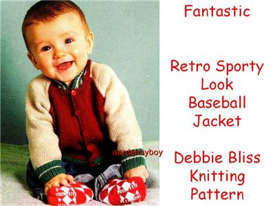 DEBBIE BLISS ~ Baby/Toddler Knitting Pattern ~ BASEBALL JACKET for Boys &...