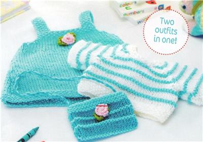 GIRLS Toy Knitting Pattern~JEMIMA DOLL & 2 OUTFITS~Clothes~Teddy Bear~Bag...