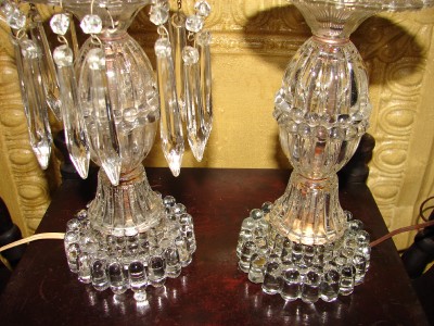  Antique Lamps on Vintage Antique Beautiful Clear Glass Candlewick Boopie Prism Table
