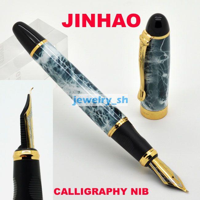 FOUNTAIN PEN JINHAO X450 18KGP CALLIGRAPHY NIB GREEN MARBLE GOLD JJ287