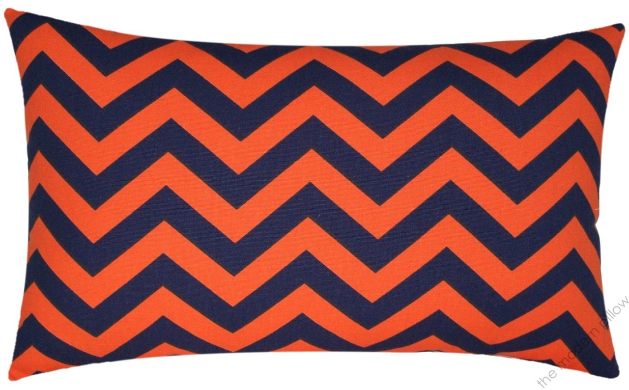 Orange / Navy Blue Chevron Decorative Throw Pillow Cover/Cushion Cover 12x20