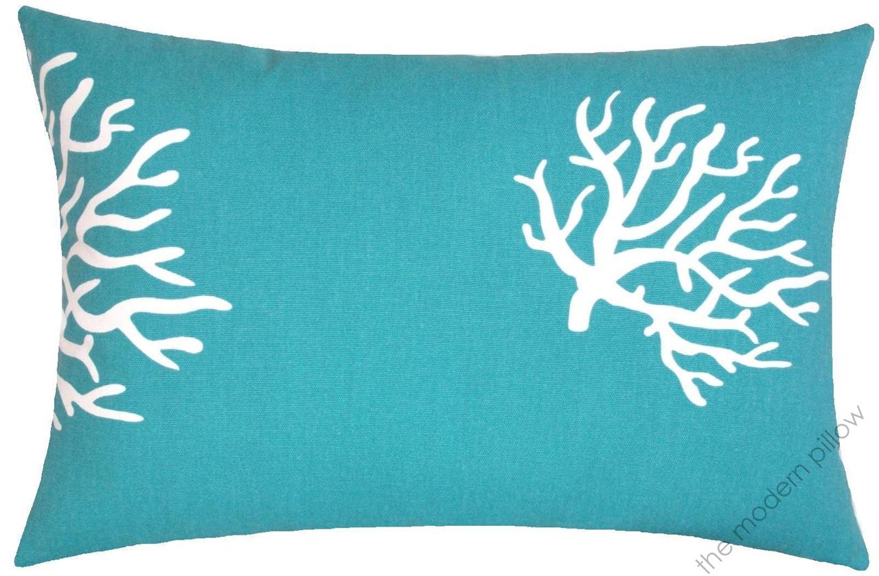 12x18" TURQUOISE CORAL decorative throw pillow cover eBay