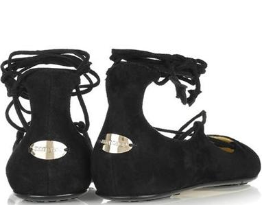 black ballet flats lace up