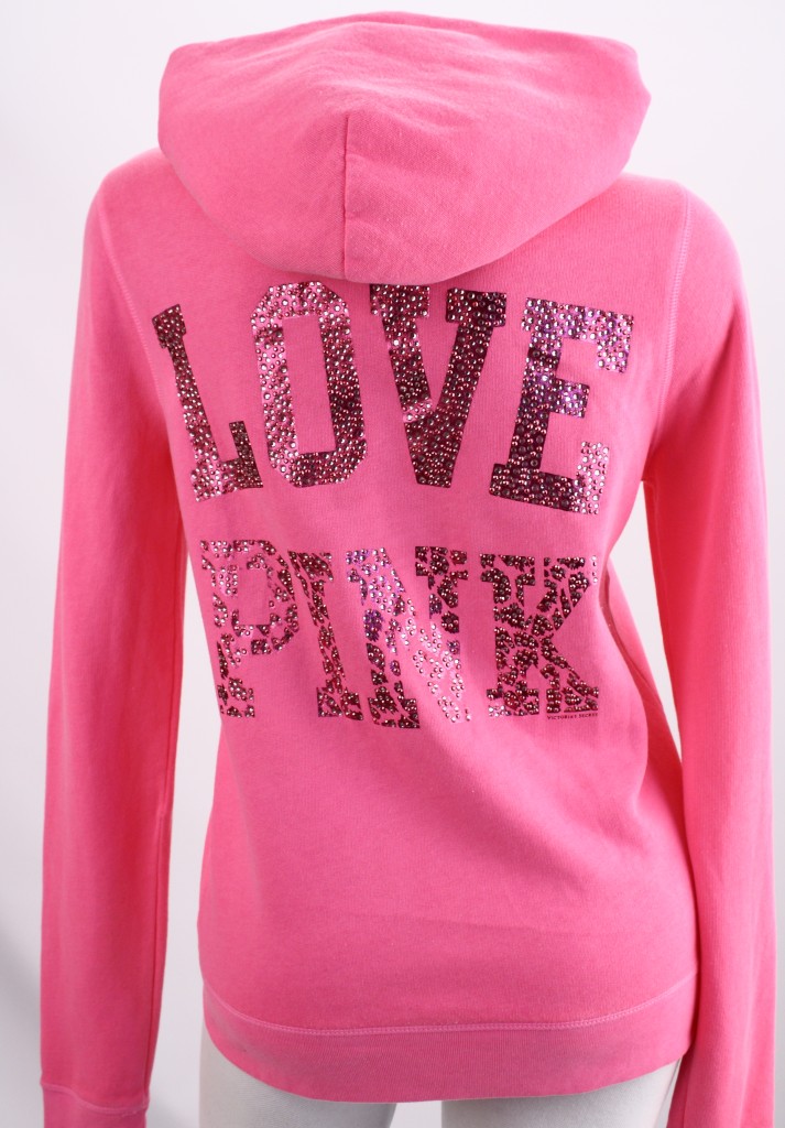 Victoria's Secret Love PINK Bling Zip Hoodie Sweatshirt