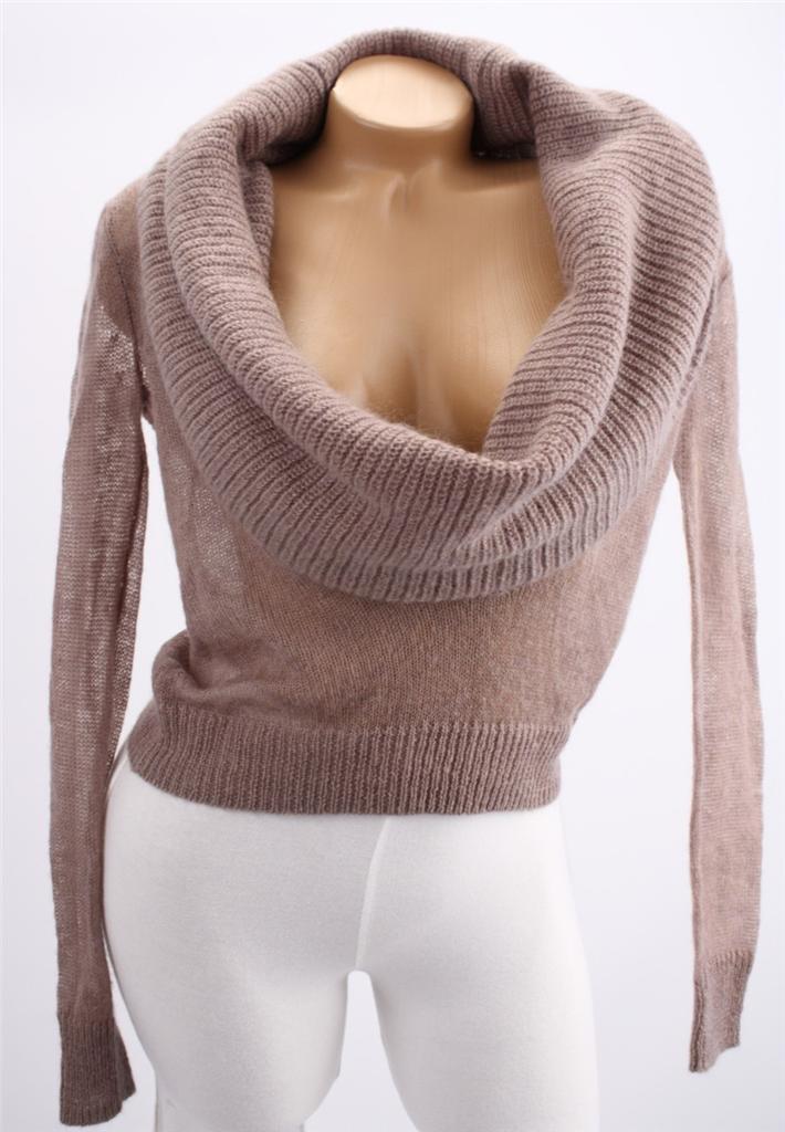 Victoria's Secret Moda Semi Sheer Slouchy Deep Cowl Neck Knit Sweater Top